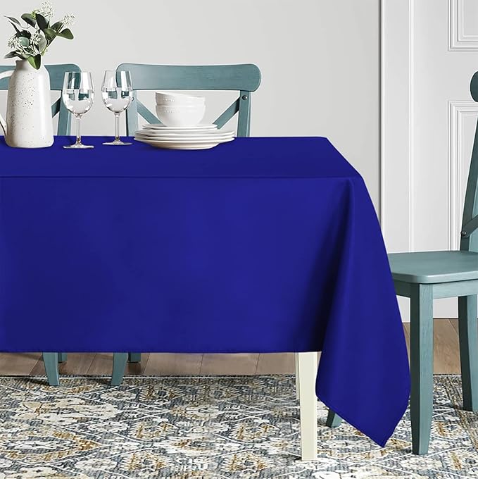 sancua Rectangle Tablecloth - 70 x 108 Inch - Stain and Wrinkle Resistant Washable Polyester Table Cloth, Decorative Fabric Table Cover for Dining Tables, Buffet Parties and Camping, Royal Blue