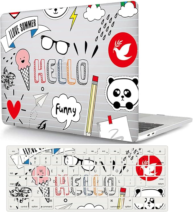 Protective Case Compatible with MacBook Pro 14 Inch 2021 M1 Pro/Max Model A2442, Plastic Laptop Hard Shell Case with Keyboard Cover Skin for MacBook Pro 14'' with Touch ID - Funny Summer