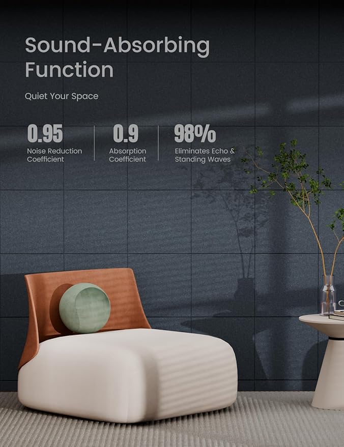 Bumusty Large Cork Board 36"x24" Alternative - 6 Pack Felt Wall Tiles with 40 Safe Removable Adhesive Tabs, 30 Pushpins, Cork Boards for Walls Pin Board Bulletin Board (Deep Charcoal Blue)