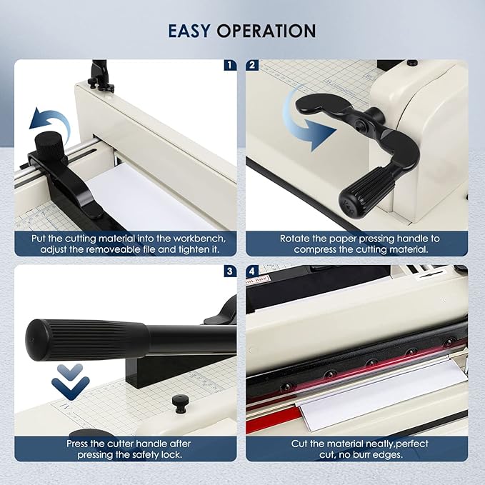 FAHKNS 17" Heavy Duty Guillotine Trimmer Paper Cutter,Cortadora de Papel 500 Sheets Paper Trimmer with Double Safety Protection Durable HSS Blade for Cutting Paper