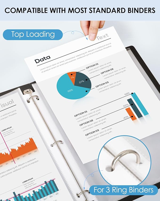 KTRIO 750 Pack Sheet Protectors 8.5 x 11 inch, Clear Page Protector for 3 Ring Binder, Plastic Sleeves for Binders, Top Loading Paper Sheets Document Sleeve Letter Size, Office & Home