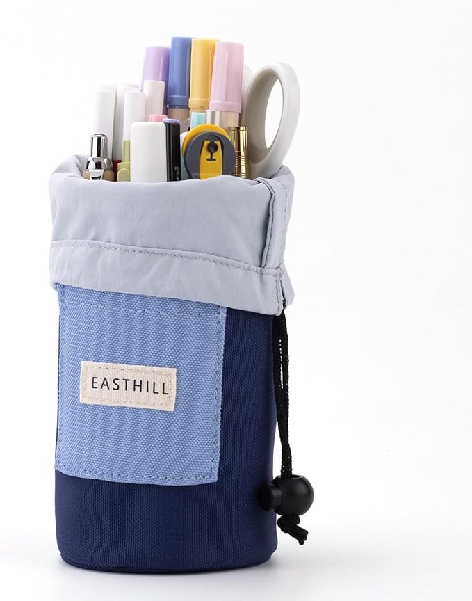 EASTHILL Desk Organizer Pencil Holders Pen Case Pouch for Girls Home School and Office Supplies-Navy