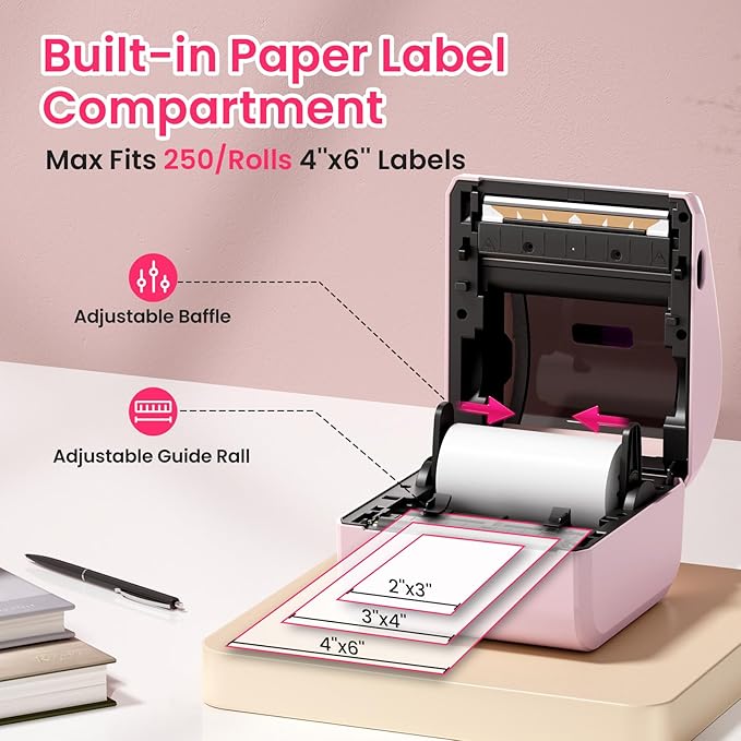 Bluetooth Thermal Label Printer 4x6 - D450BT Shipping Label Printer for Small Business, Shipping Packages, Office, Home, Compatible with Ebay, USPS, Shopify, Amazon