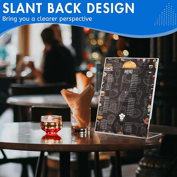 Aheroi 12 PCS Acrylic Sign Display Stands - 8.5 x 11, Clear Plastic Sign Holders for Paper Displays, Home Office Supplies