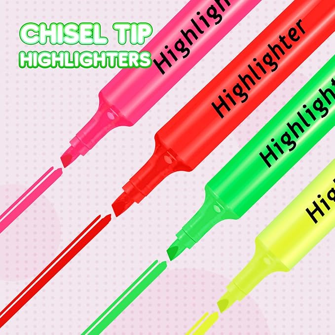 Qilery 24 Pack Tank Style Highlighters Chisel Tip Highlighters Bulk Colored Markers for Adult Coloring, Home Office Supplie(Green)