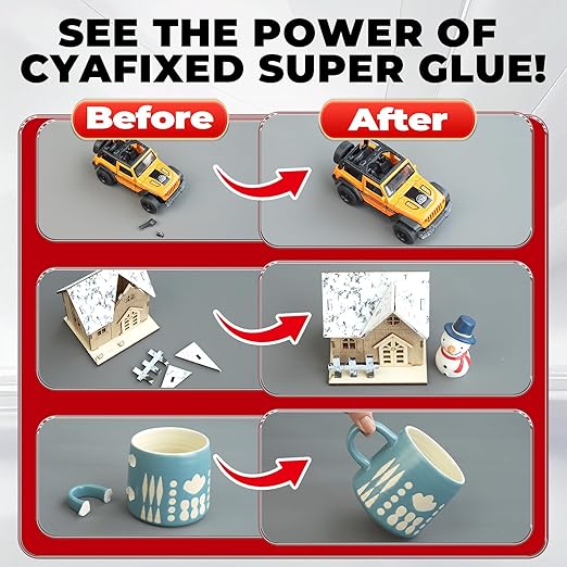 Super Glue Gel 3 Gram (Pack of 12), Clear Instant CA Glue Multipack for Plastic Ceramic Glass, Strong All Purpose Single Use Cyanoacrylate Adhesive for Metal Wood Shoe Aquarium Rubber Leather Craft