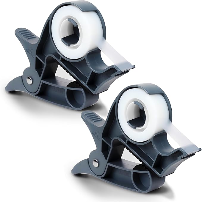 Wrap Buddies Tabletop Gift Wrapping Tool — Wrap Buddies Adjustable Paper Clamps with Tape Dispenser for Wrapping, Crafts, & Holiday Projects — Fits Most Tables & Countertops — Slate Grey, Set of 2