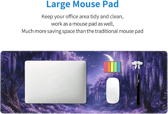 Purple Forest Desk Mat Large Gaming Mouse Pad Fantasy Forest Extended Mousepad Big in Laptop Computer Mouse Keyboard Mat for Office Desk Decor 35.5x16 in