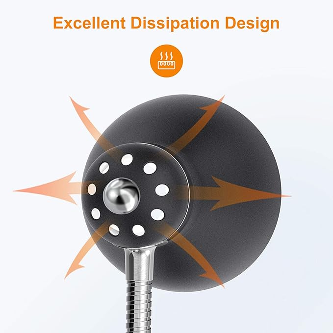 LEPOWER Metal Desk Lamp, Eye-Caring Table Lamp, Study Lamps with Flexible Goose Neck for Bedroom, Home Office (Matte Black)