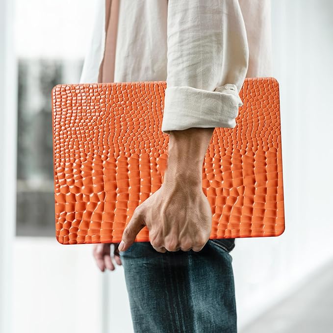 Crocodile Case for MacBook Air 13 inch M4 M3 M2 2025-2022 A3240 A3113 A2681,for Mac Air M4 Alligator Snake Textured Leather Glitter Glossy Cute Hard Shell&Keyboard Cover for Mac Air 13.6,Brown