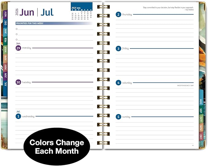 HARDCOVER 2026 Planner, 5.5"x8": 14 Months (November 2025 - December 2026), Daily Weekly Monthly Planner, Yearly Agenda, Bookmark, Pocket Folder and Sticky Note Set (Lake View)