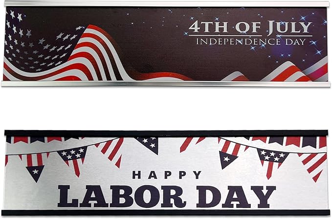 2" x 8" Personalized Aluminum Name Plates for Desk or Wall, Can Add Custom Logo Image, Two Name Plates Colors Silver, White, Holders are Optional (Custom Image)