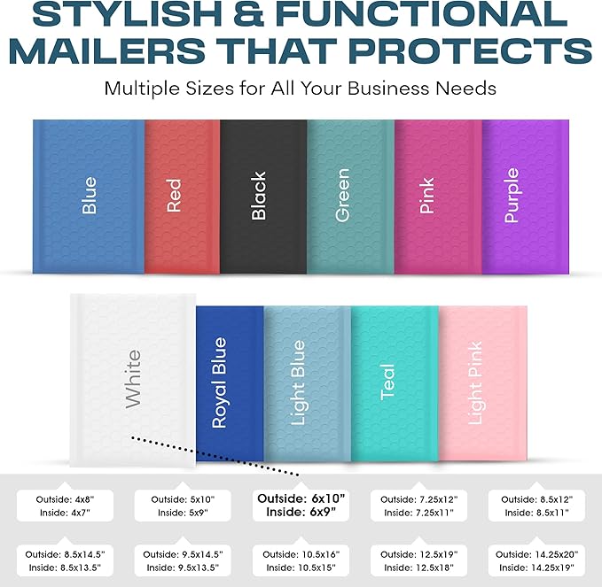 White Small Poly Bubble Mailers 6x10 inch #0 | Self Seal Padded Envelopes | Cushioned Bubble Mailer | Usable Size 6x9 | WaterProof | Lightweight mailing Shipping Bags | 500 Pack Bulk