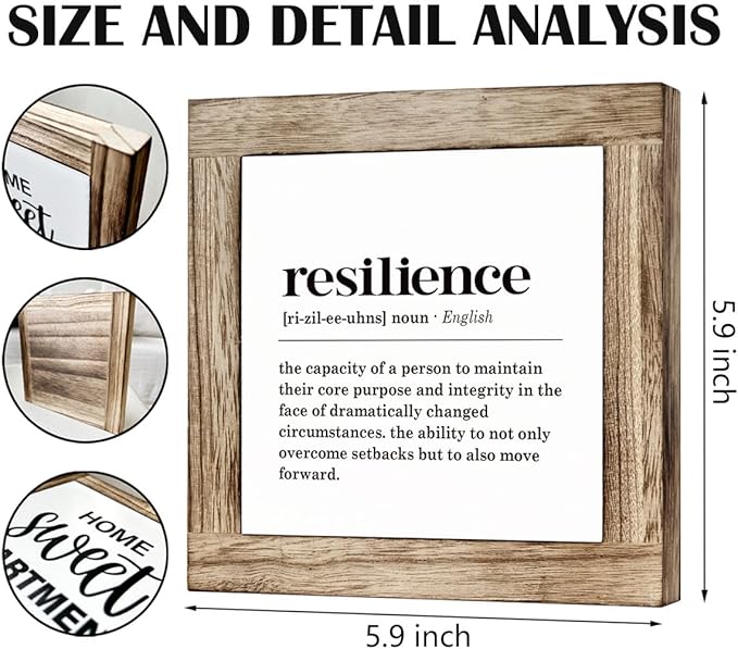 Resilience Definition Wood Block Sign - Motivational Office & Home Decor