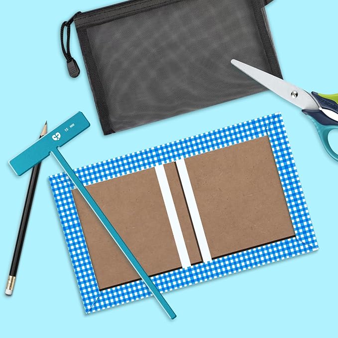 Aluminum Bookbinding Tool Set 5pc – Durable Metal Scrapbooking & Binder Kit with T‑Ruler, Corner Miter, Spine Spacer, Divider – Professional Templates for Journals & Photo Albums