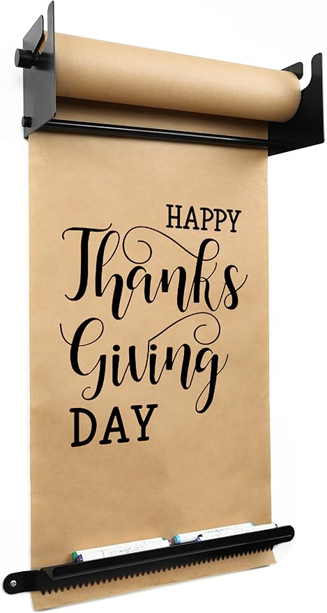 18" Kraft Paper Dispenser Wall Mount，Butcher Paper Dispenser，Paper Roll Cutter to Do Lists,Ideal for Home,Office Wall Paper Holder with Serrated Edge Cut Bar-Black