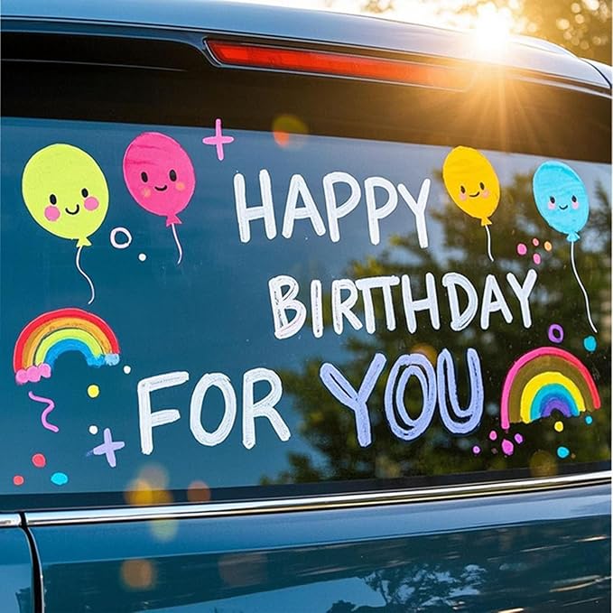 Window Chalk Markers for Cars Glass Washable, 2 boxes X 8 Colors Liquid Chalk Marker Pens with 7mm 2 in 1 Nib Wide Tips, Big Chalkboard Markers Car Window pens