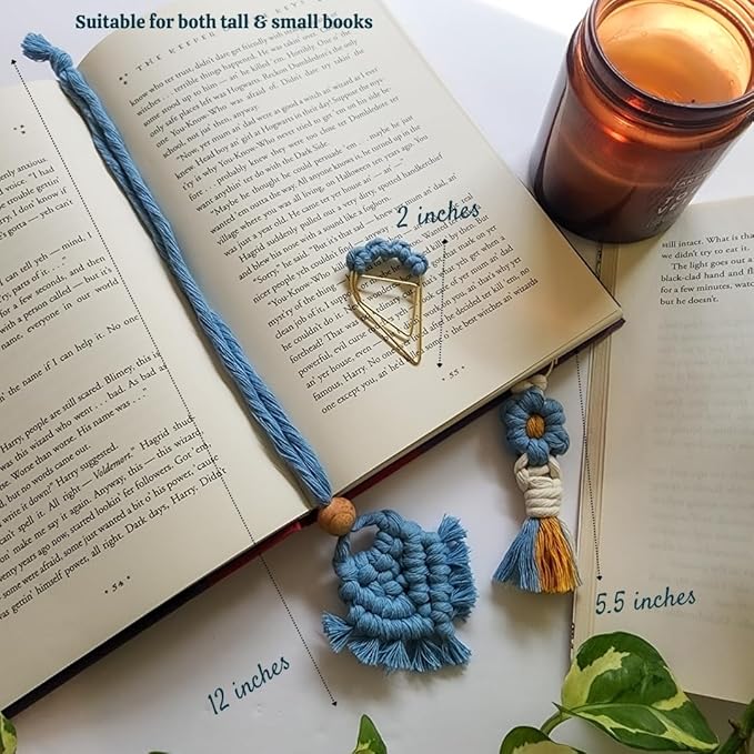 Set of 3 Whimsical Bookmark | Book tabs Classroom Must Haves Crochet Flower Bookmark Paper Clips Bullet Journal Tassels for Bookmarks Cute Things Teacher Must Haves