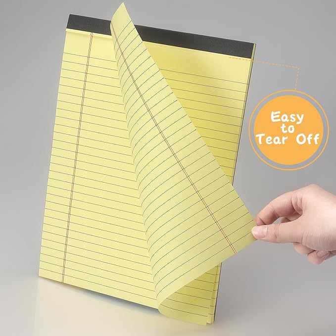 ZZTX Legal Pads 8.5 x 11 Inch Yellow Writing Notepad, Lined Writing Pads for Work Office School, 50 Sheets Per Pad, A4, 1 Pack