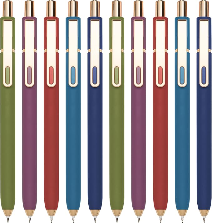 0.5mm Gel Pens Black Ink Gel Retractable Cute Pen for Smooth Writing School Office Supplies (Vintage 10-count)