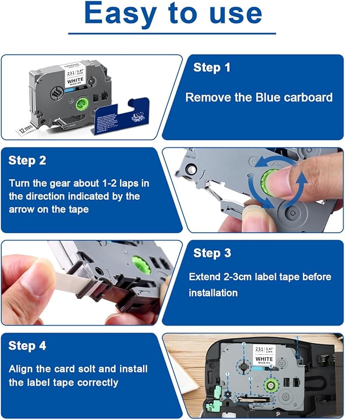 18mm 0.7" Tape Laminated White Compatible with P Touch Label Tape TZe-241 TZ241 TZe241 Refills for Ptouch PT-D410 PT-D400 PT-D600 Label Maker (Black on White, 3-Pack)