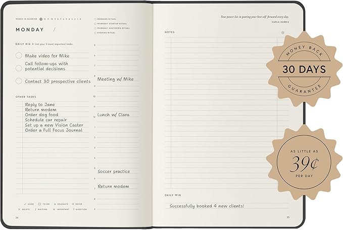 Full Focus Sienna Linen Planner by Michael Hyatt - The #1 Daily Planner to Set Annual Goals, Increase Focus, Eliminate Overwhelm, and Achieve Your Biggest Goals - Hardcover