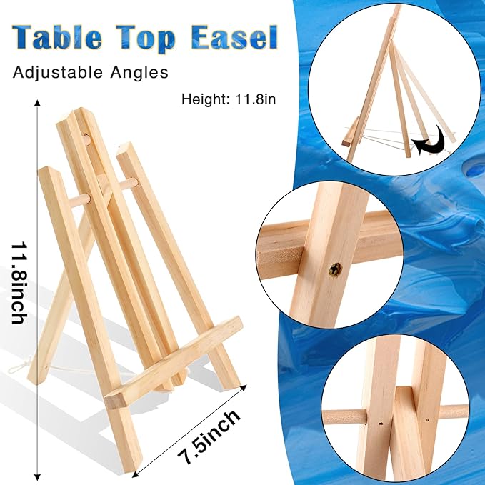 ESRICH Acrylic Paint Canvas Set, 42 Piece Professional Premium Paint Kit with 1 Wood Easel, 24Colors, 10 Brushes, 6 Canvases, Painting Supplies Kit for Kids, Students, Artists and Beginner