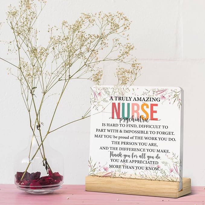 Psychiatric Nurse Gifts for Women Nurses Week Gifts Appreciation Thank You Graduation Gift for Nurse Office Desk Decor for Home Acrylic Sign Christmas Gift