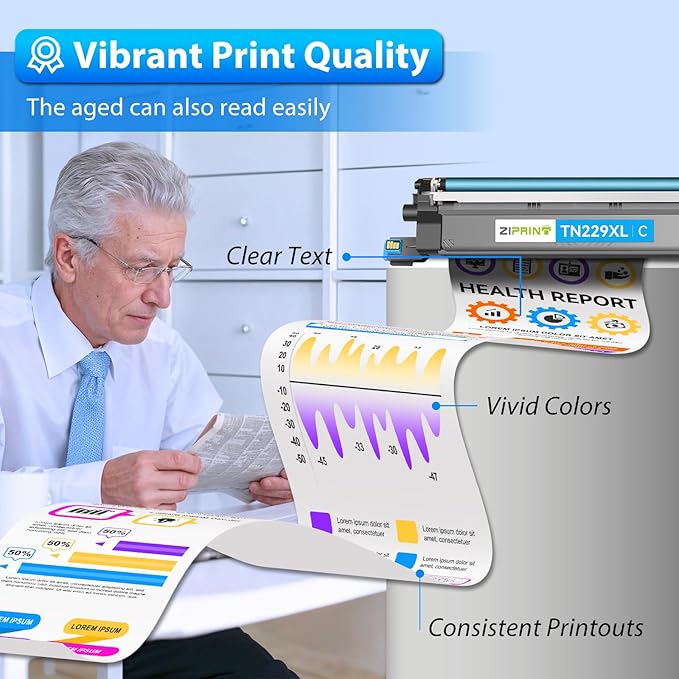 TN229XL TN229 Toner 5 Pack Compatible Replacement for Brother TN229 TN229XL Toner Cartridges for MFC-L3780CDW HL-L3280CDW MFC-L3720CDW HL-L3220CDW HL-L3300CDW HL-L3295CDW Printer