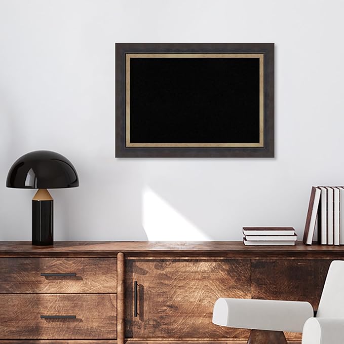 Amanti Art Black Cork Board for Wall, 21x29 Vision Board with Black Wood Frame, Medium Corkboard Office Decor for Home Organization, Casual Corkboard Pinboard to Display Items for Home Organization