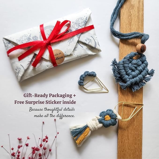 Set of 3 Whimsical Bookmark | Book tabs Classroom Must Haves Crochet Flower Bookmark Paper Clips Bullet Journal Tassels for Bookmarks Cute Things Teacher Must Haves