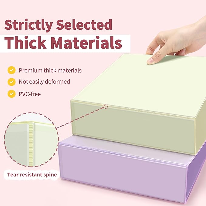 SUNEE 3 Ring Binder 3 Inch D Ring, Clear View Binder Three Ring PVC-Free (Fit 8.5x11 Inches) for School or Office Supplies, Assorted Pastel, 4 Pack