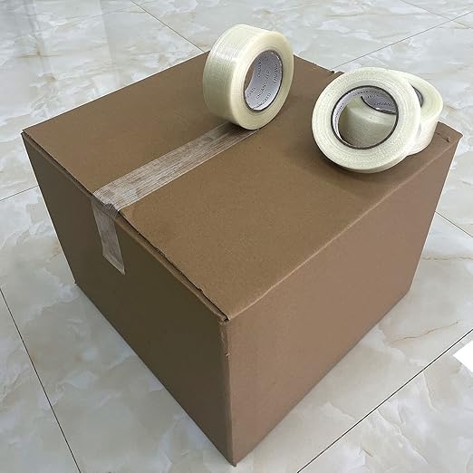 CHUANGSEED 3Pack Mono Filament Strapping Tape 6.2mil x 1Inch x 60yds Commodity Grade Heavy Duty Transparent Reinforced Fiberglass Tape