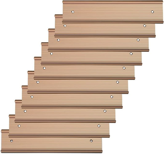 10 Pack 2” x 10” Aluminum Name Plate Holders for Door or Wall, Office Wall Mount Name Plate Holder with Textured Design and Double Sided Tape, for Office, Business, Meeting Room (Rose Gold)