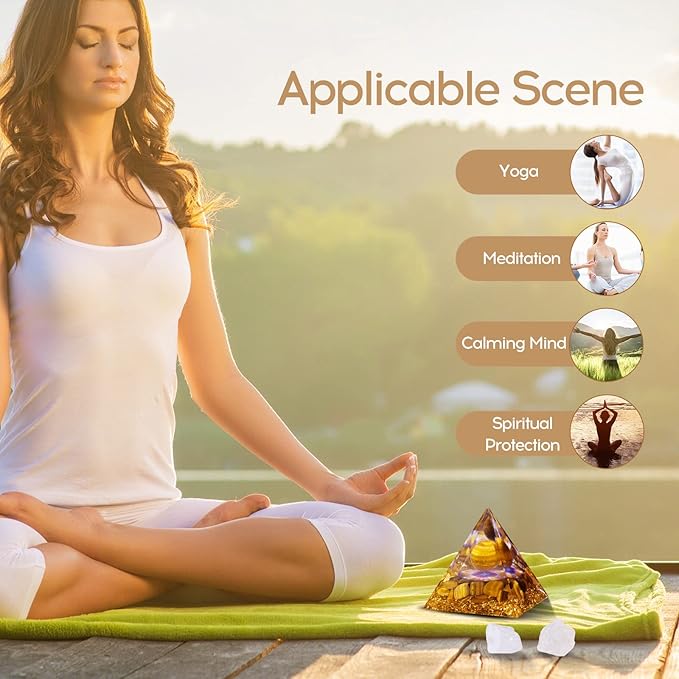 Hopeseed Orgone Pyramid for Positive Energy, Orgonite Tiger's Eye Stones Healing Crystal Pyramids for Reduce Stress Chakra Reiki Healing Meditation Attracts Wealth, Prosperity and Success