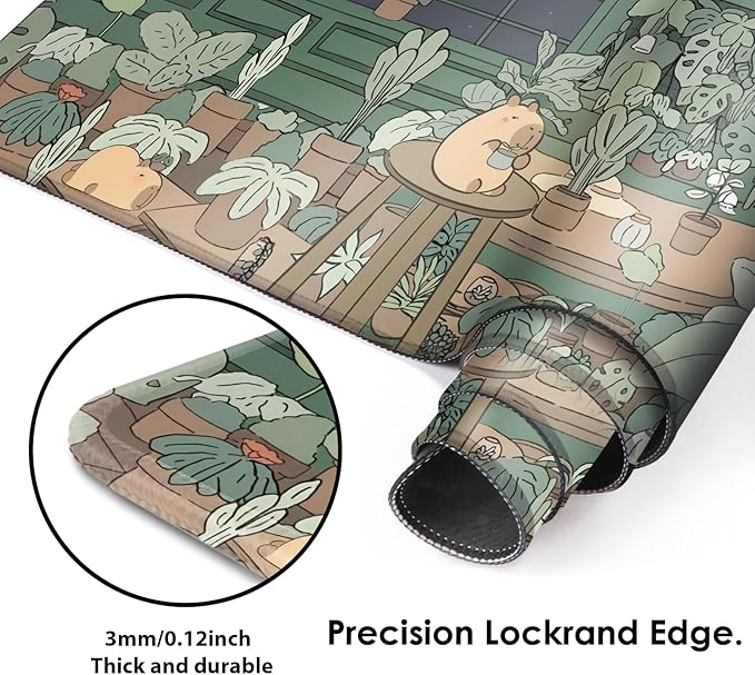 Galdas Gaming Mouse Pad XXL XL Large Long Extended Big Mousepad Non-Slip Rubber Keyboard Mouse Pad with Stitched Edges for Laptop Home Office (31.5x11.8x0.08 Inch) … (Green Window)