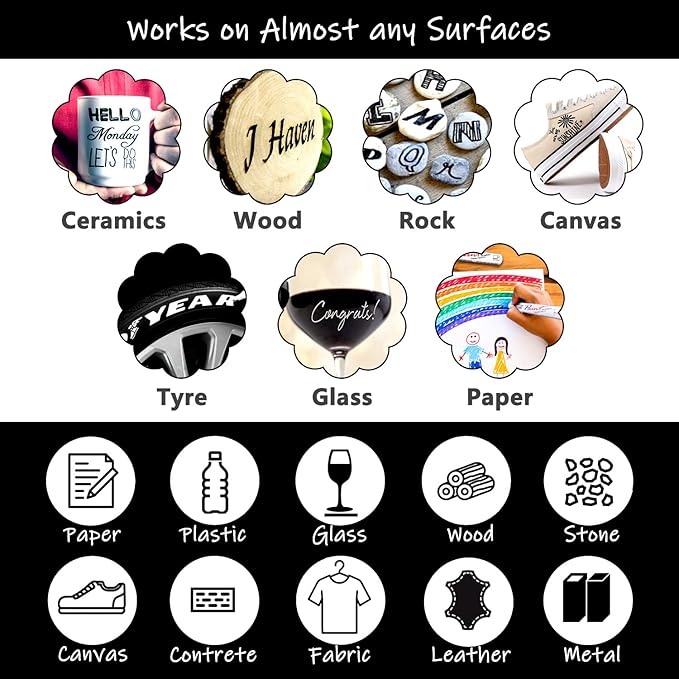 TFIVE Green Paint Pens Markers - 12 Pack Oil Based Permanent Marker, Medium Tip, Never Fade, Quick Dry, Waterproof Paint Pen for Rocks Painting, Wood, Fabric, Plastic, Canvas, Glass, Metal