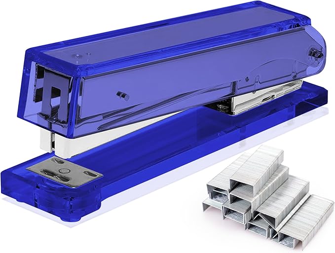 OfficeGoods Acrylic Stapler – Aesthetic & Durable Blue Desk Staple for Modern Office – Stylish & Compact Office Supplies for Women & Men