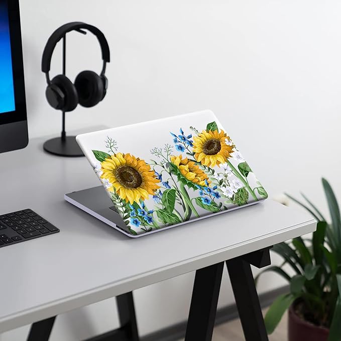 KEROM Case for MacBook Pro 16 inch 2025 2024-2021 M4 M3 M2 M1 Pro/Max Chip A3403 A3186 A2991 A2780 A2485, Cute Aesthetic Patterned Protective Plastic Hard Shell & Keyboard Cover, Sunflower