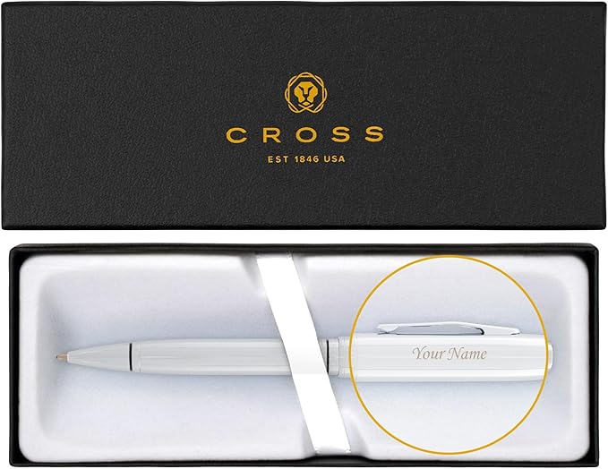 Personalized, Custom Engraved Cross Pen for Men or Women | Cross Coventry Ballpoint Pen | Luxury Gift for Office, Graduation and Business [Lustrous Chrome Finish]