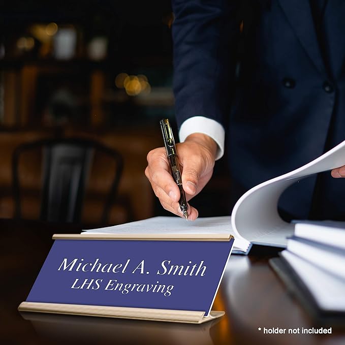 Engraved Name Plates for Door Sign Personalized Purple Plastic Plaque with White Letters - Made in USA 2x6 B13