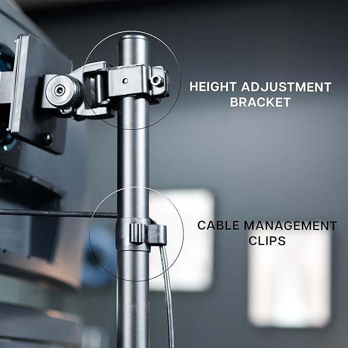 VIVO Dual Vertically Stacked Ultra-Wide Monitor Desk Mount for up to 49 inch Ultrawide Screens, Extra Tall Heavy Duty Adjustable Stand Holds 44 lbs Per Screen, Black, STAND-V202R