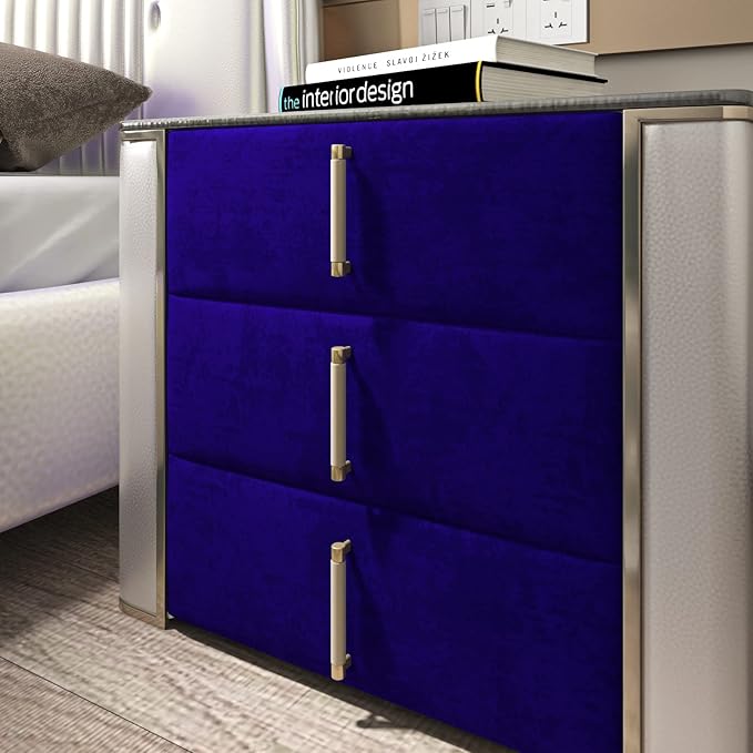 FunStick 15.8"x240" Dark Blue Self Adhesive Velvet Flock Contact Paper Liner for Jewelry Drawer Liner Felt Fabric Roll Blue Soft Velvet Fabric Wallpaper Peel and Stick Shelf Liner for Dresser Cabinets