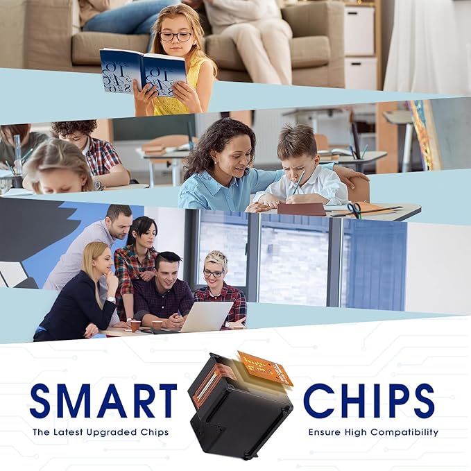 62XL Ink Cartridge Combo Pack Compatible for HP Ink 62 62XL Ink Cartridges Works with Envy 7640 5540 7645 5660 OfficeJet Mobile 200 250 OfficeJet 5740 8040 5745 7644 (Black and Color) 2 Pack