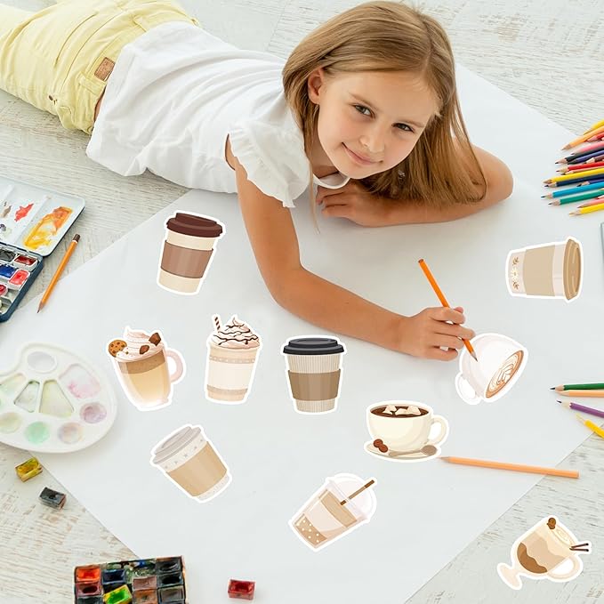 Cute Sticky Notes Set Coffee Cup Funny Stationery Self-Adhesive Pads Party Wedding Favors Themed Gifts Fun Memopads Essentials Pastel Refrigerator for Women Student Office Supplies (10 Packs)