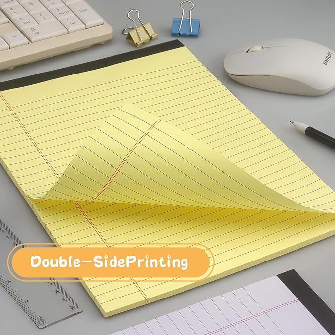 ZZTX Legal Pads 8.5 x 11 Inch Yellow Writing Notepad, Lined Writing Pads for Work Office School, 50 Sheets Per Pad, A4, 1 Pack