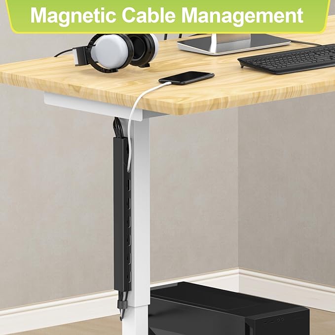 Magnetic Cable Management Channel for Desk,15.4 Inch Updated Open Slot Cord Organizer Cable Raceway,Cable Hider Cord Management Under Desk,Wire Hider Cover for Home Office