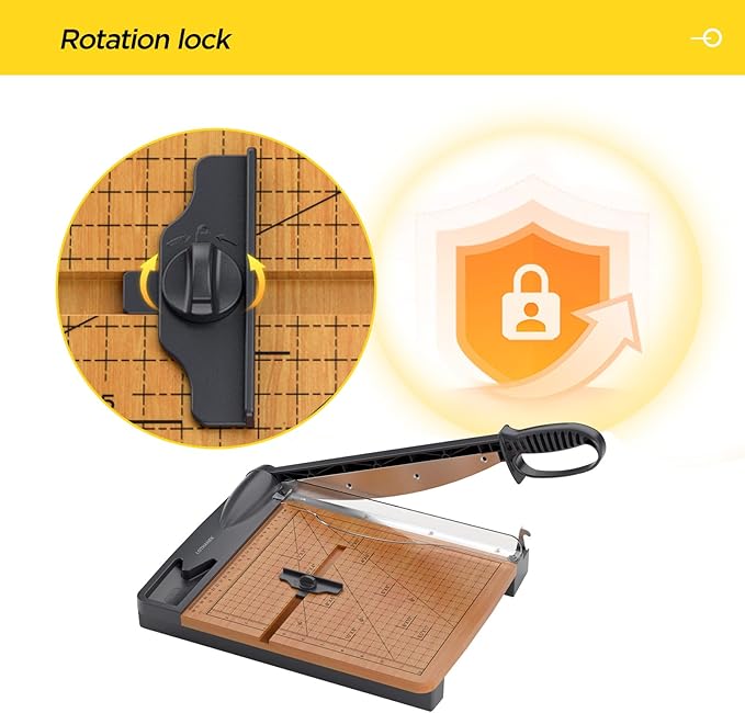 12'' Wood Guillotine Paper Cutter, Heavy Duty Wood Base Paper Trimmer with 32 Sheets Capacity Paper Cutting Board for Classroom, Crafting, Cardstock, Art Projects