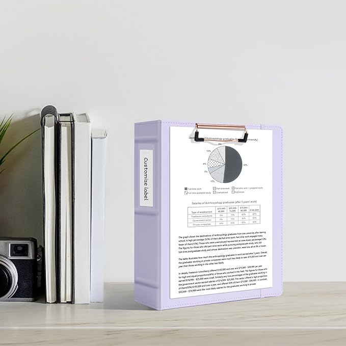 Ospelelf Mini Binder 2 Inch Small 3 Ring Vintage Leather Clipboard 5.5" x 8.5", Professional Binder Organizer Dividers with Tabs, Purple