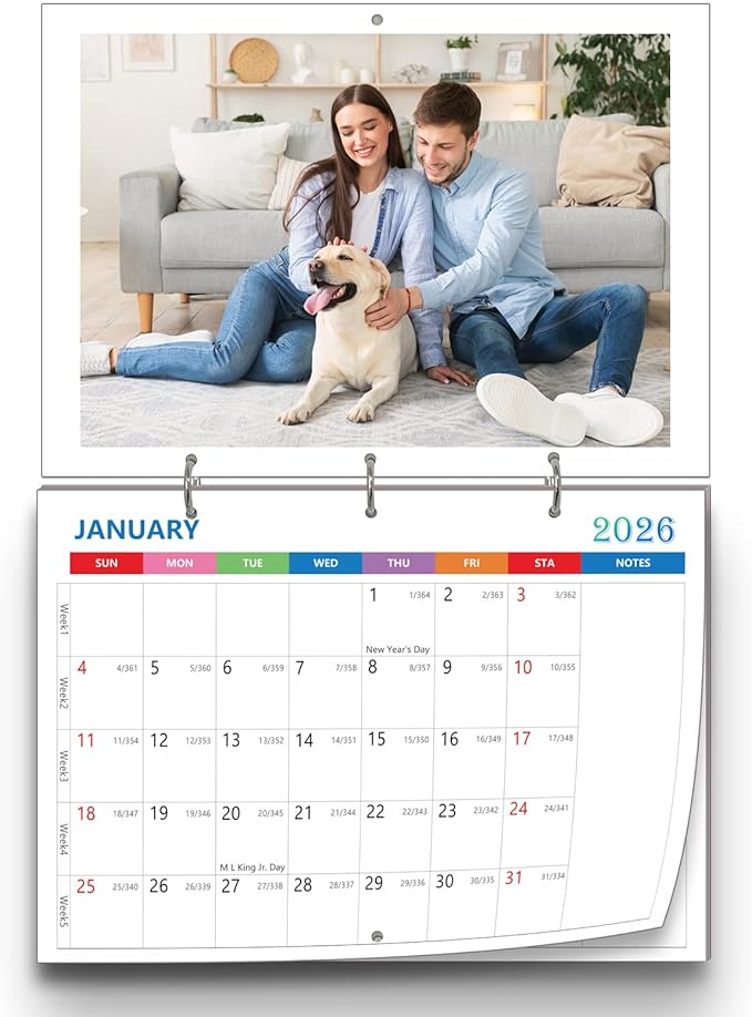 Custom Calendar 2026, Custom Photo Wall Hanging Calendar, Make Your Own Personalized Calendars 2026 for Customized Home/Office/Party/Birthday/Christmas/New Year/Housewarming Gift (New wall calendar)